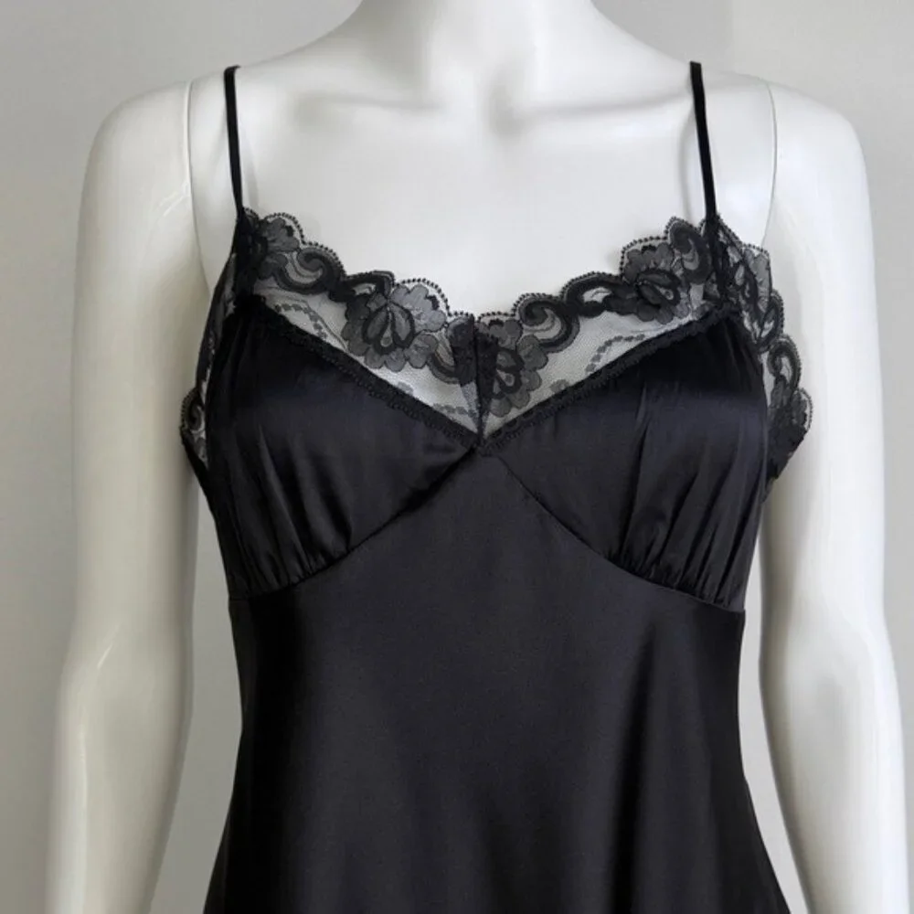 Trina Turk Lace Trim Slip Dress in Black – Size M - Picture 2 of 7